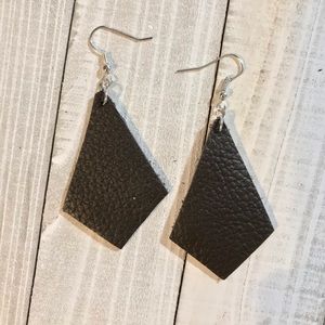 Genuine Leather Earrings- Brown